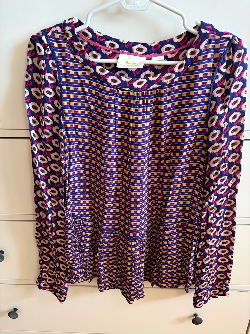 Anthropologie Maeve Purple Patterned Women's top size M
